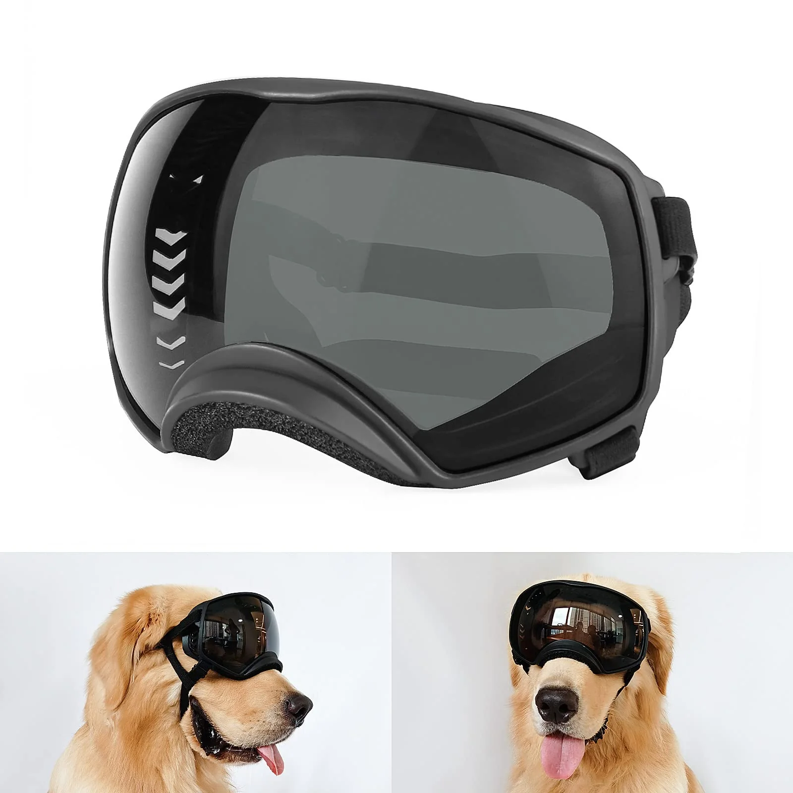 Durable PETLESO Dog Goggles for Large Breed – UV Eye Protection Wide View Adjustable Straps First-Class