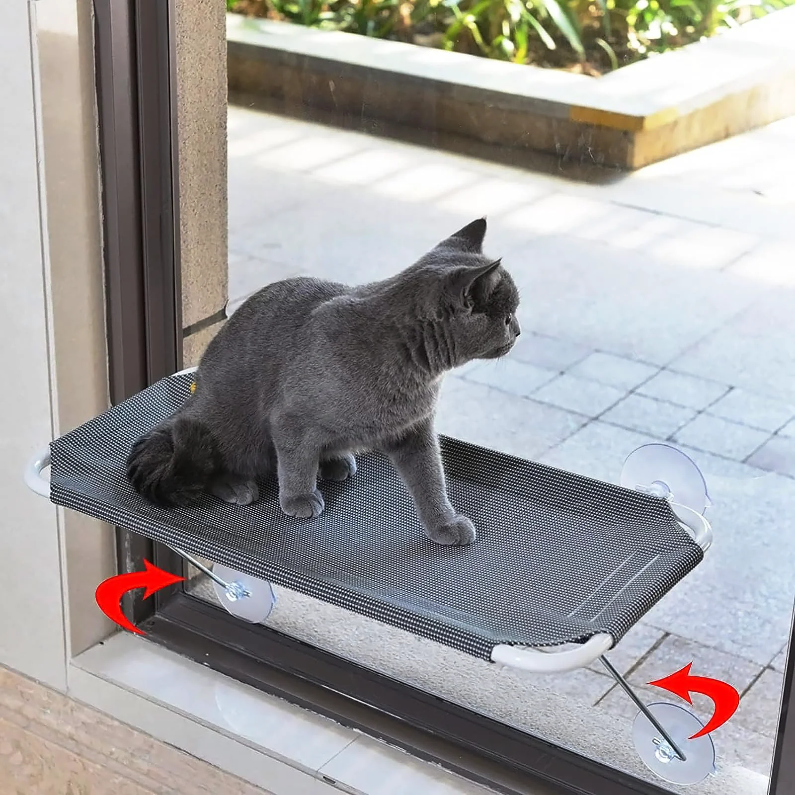 Efficient LSAIFATER Cat Window Perch 360° Sunbath Large Grey Hammock Bed Easy Install Elegant