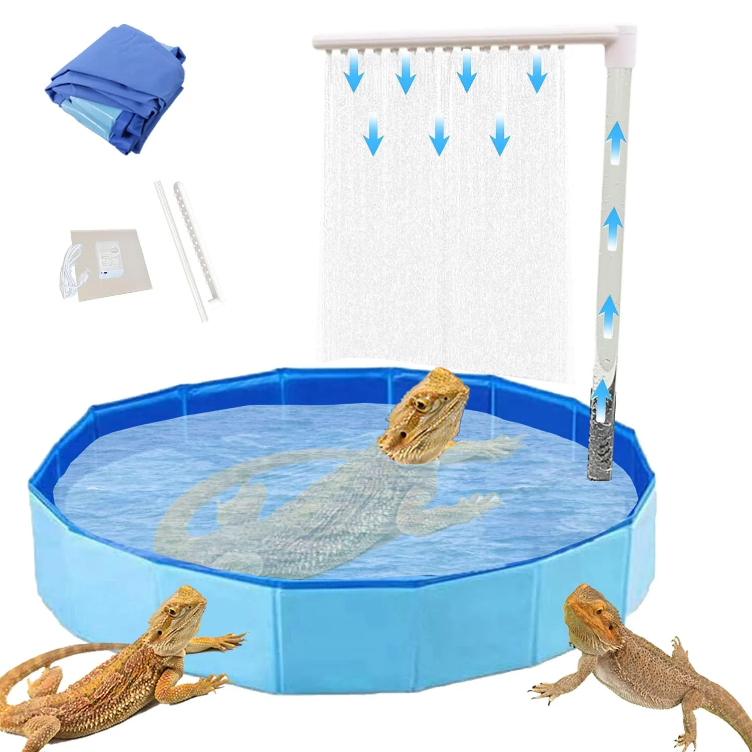 Minimalist Enochainchin Large Electric Bearded Dragon Pool – Bath with Auto Circulation Faucet Official