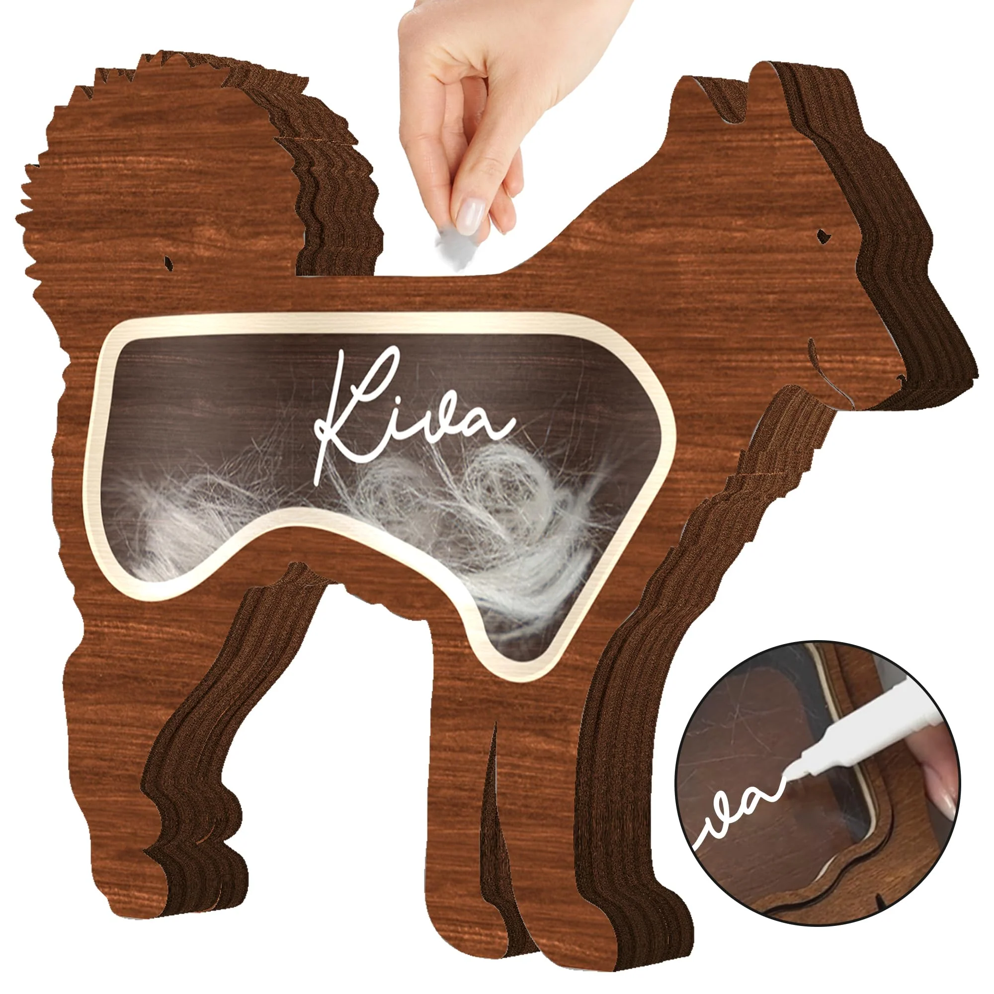 Fashionable VINARTSVN Siberian Husky Dog Hair Keepsake Box – Wooden Pet Memorial Standable Tabletop Decor Classic