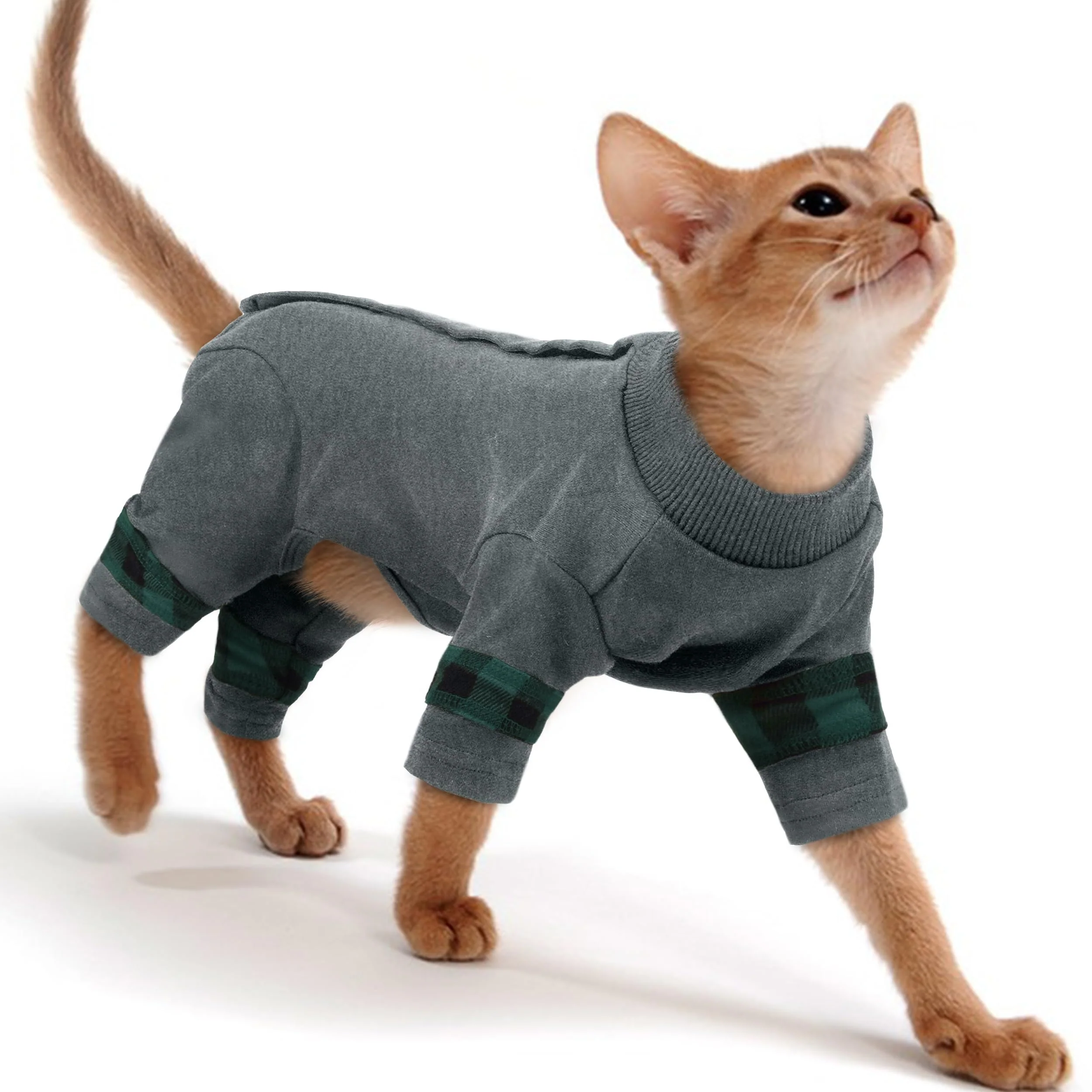 Versatile PUMYPOREITY Cat Recovery Pajamas — Four-Leg Comfort Post-Bath Warmth Full Coverage Lightweight