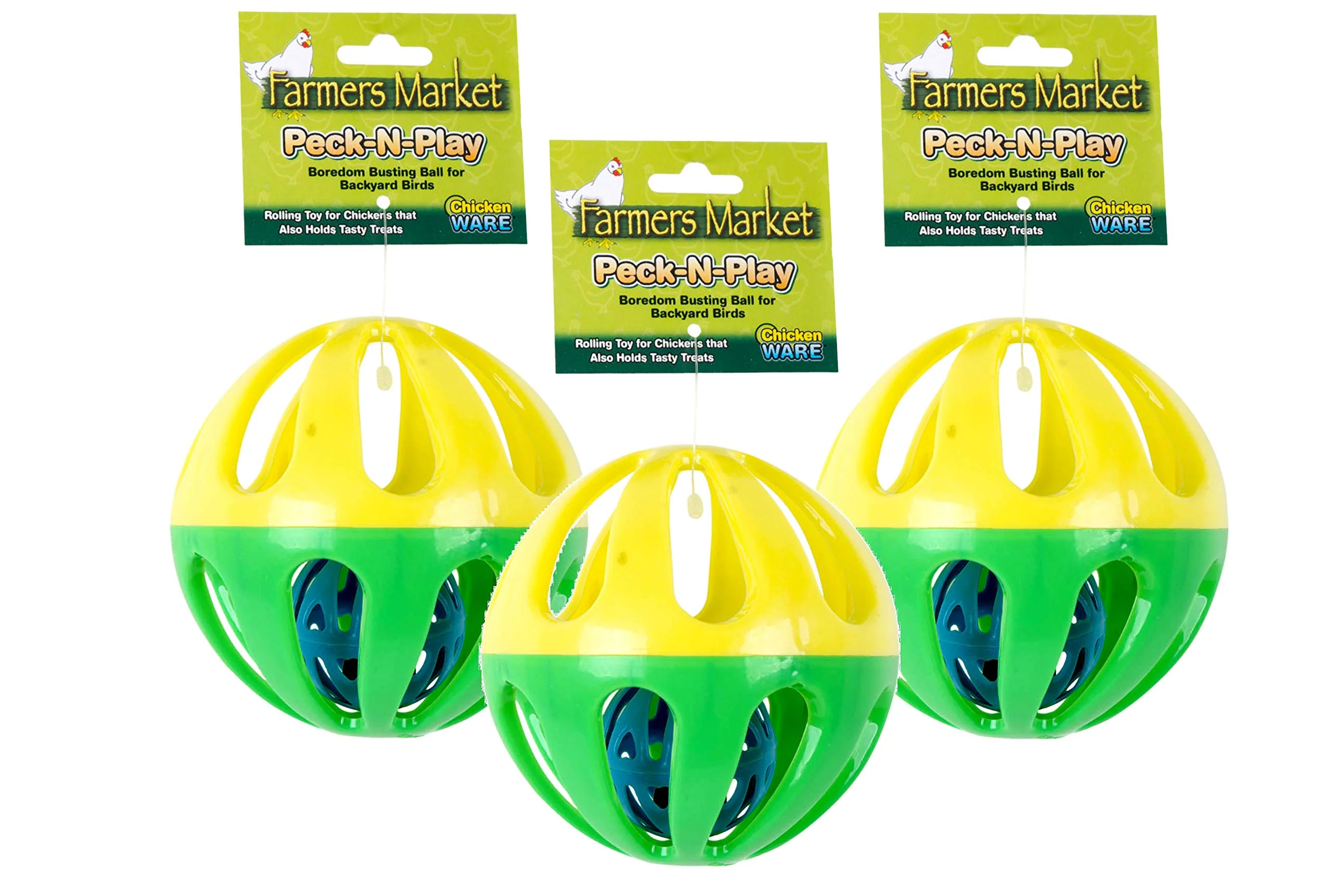 Modern Ware Manufacturing Peck N Play Chicken Ball Toy 3 Balls – Durable Treat-Dispensing Bird Enrichment Casual