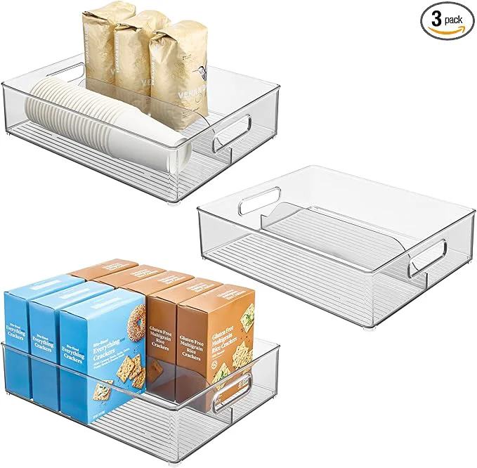 Original Design iDesign Divided Pantry Bin with Handles for Pantry Refrigerator or zer – Set of 3 – ClearAbout ThisOverview Selected