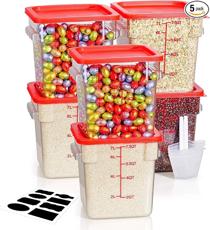 Casual 8QT NSF Food Storage Containers 6PCS Food Grade Hot Cold Resistant Clear Food Storage Containers with Scales Handles for Home Restaurant Kitchen Storage Pizza Proof Dough BPA N3 About ThisOverview High-Performance