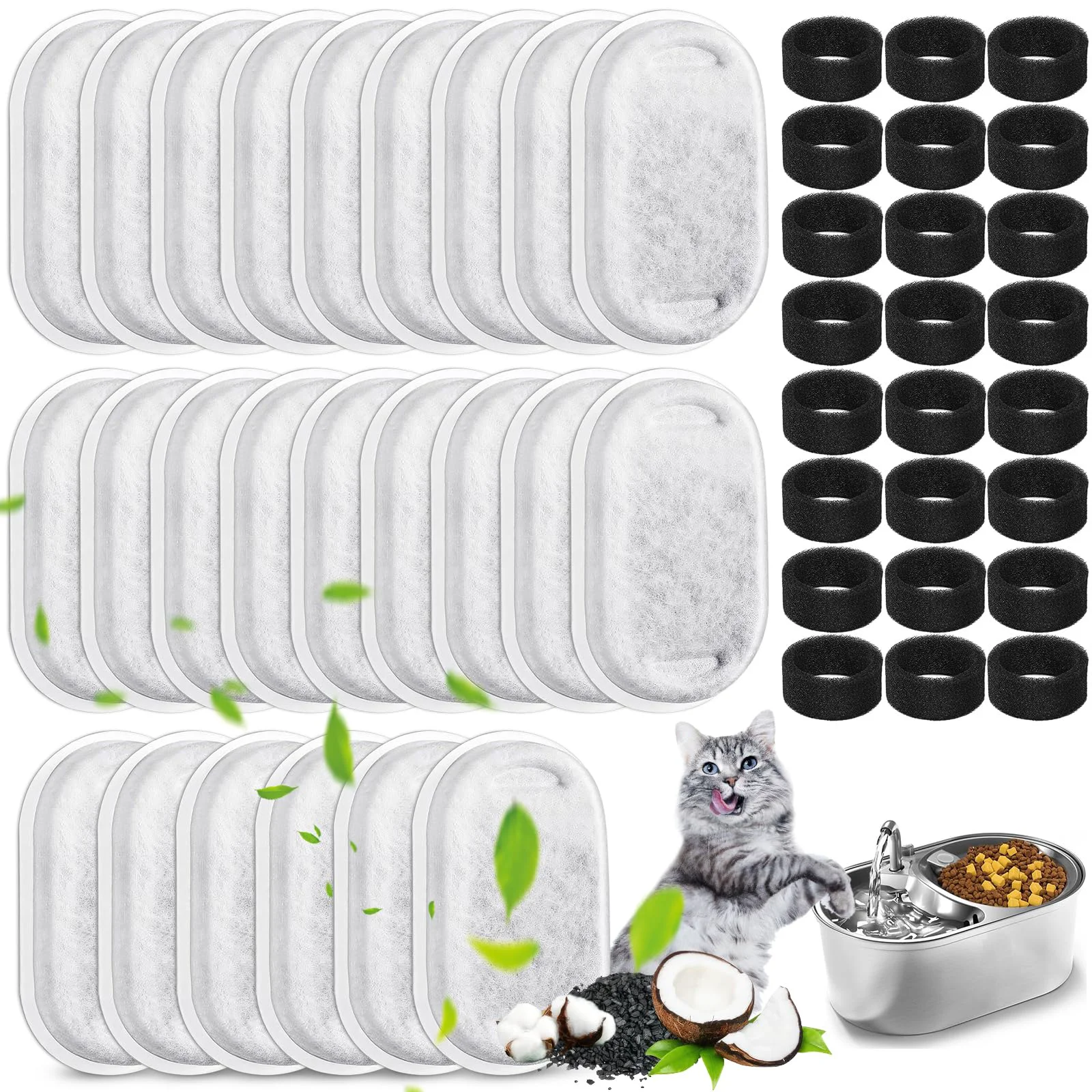 Exceptional Yizhet 48 Pack Cat Fountain Filters Sponges — Triple Filtration for 67oz-135oz Stainless Steel Fountains Convenient