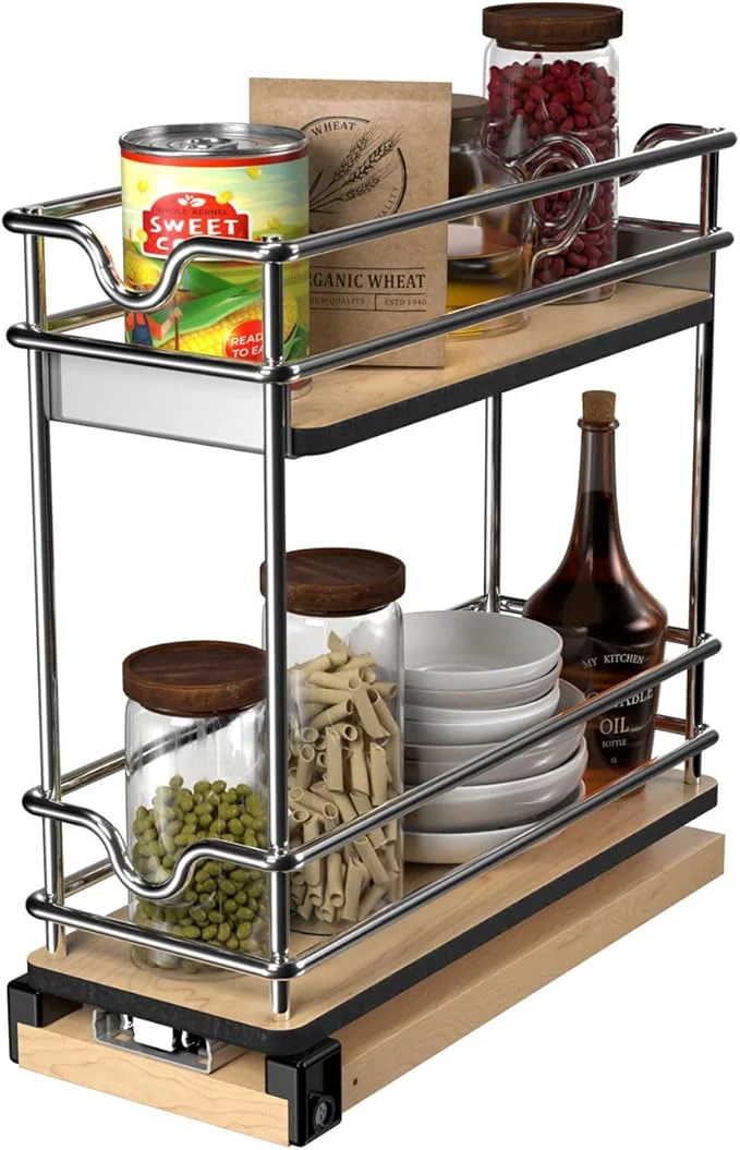 Stylish Rev-A-Shelf 5 Pullout Organizer for Cabinets Two-Tier Single-Wide Upright Sliding Storage for Kitchen Shelf 5WU2-5W1-1About ThisOverview Reusable