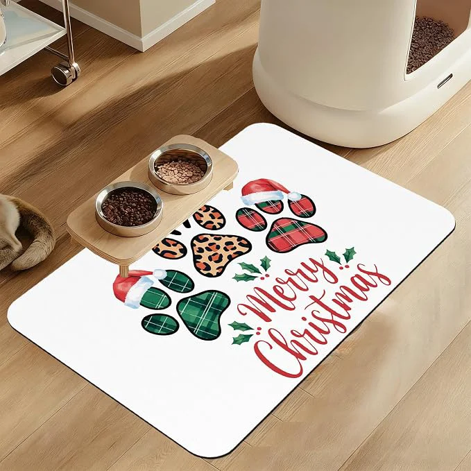 Excellent Dog Christmas Dog Food Mat–Christmas Stocking Absorbent Quick Dry Feeding Versatile