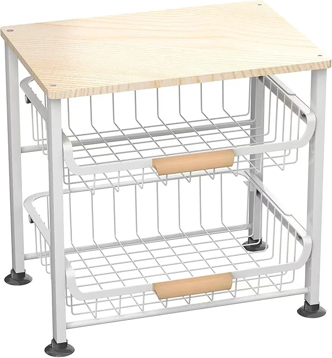Soft 3-Layer Kitchen Fruit Storage Basket Snack Rack countertop Storage Rack Stackable Storage Rack with Desktop Pull-Out Hollow Metal Storage Basket with Handle Kitchen Organizers StorageAbout ThisOverview Classic
