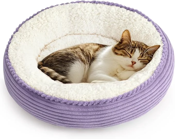 Fine Love’s cabin Round Donut Cat and Dog Cushion Bed 20in Pet Bed Modern