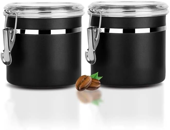High-Quality Stainless Steel Food Container with Clear Lids Airtight Storage Container Stackable Small Canisters Kitchen Pantry Storage for Ce Snacks Candy Herbs Spices Sugar Tea 1.2L Black About ThisOverview Sustainable
