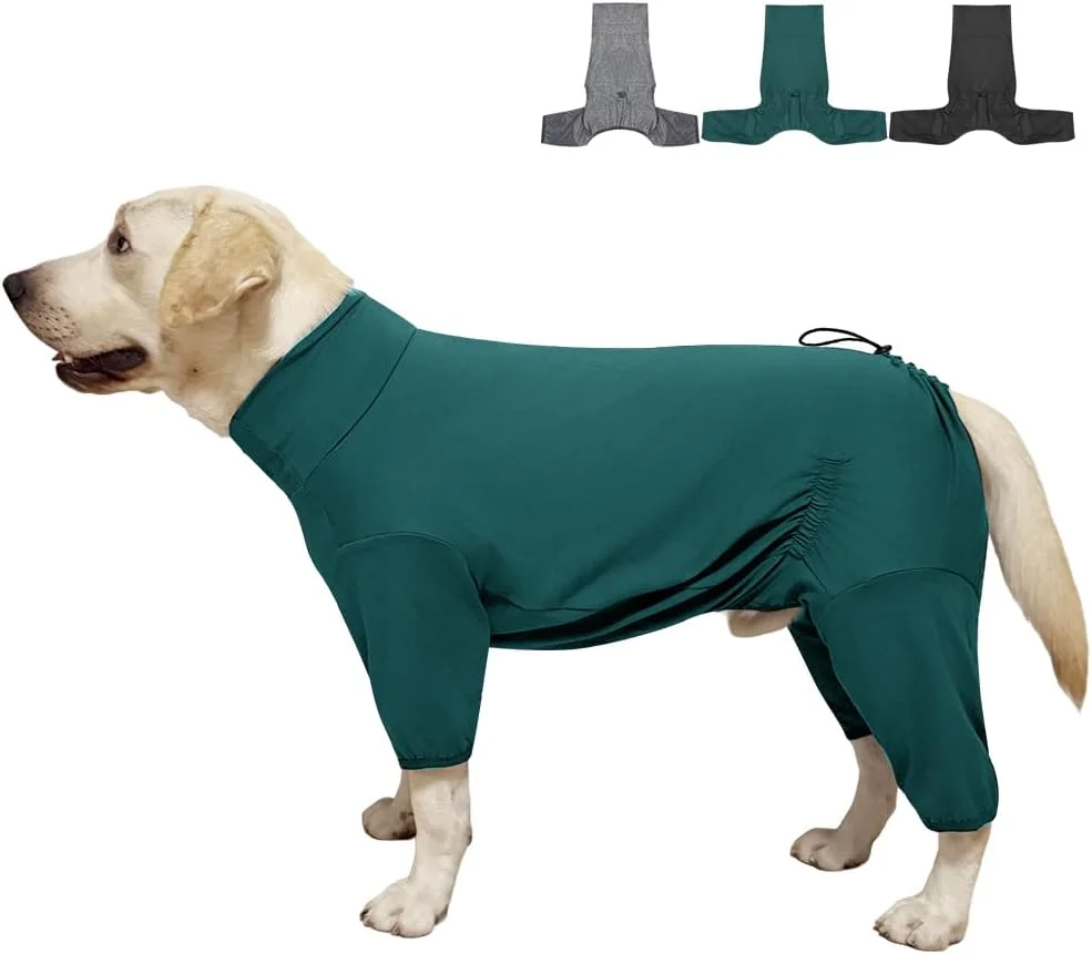 Carefully Designed Dog Pyjamas PJS Sweater Clothes and Home Clothing Suitable for Medium to Large Breeds of Dogs Dog Neutering Suits Extra-Large Stretch Fabric Four-Legged Clothes Thin Dark Green 2XL Fast
