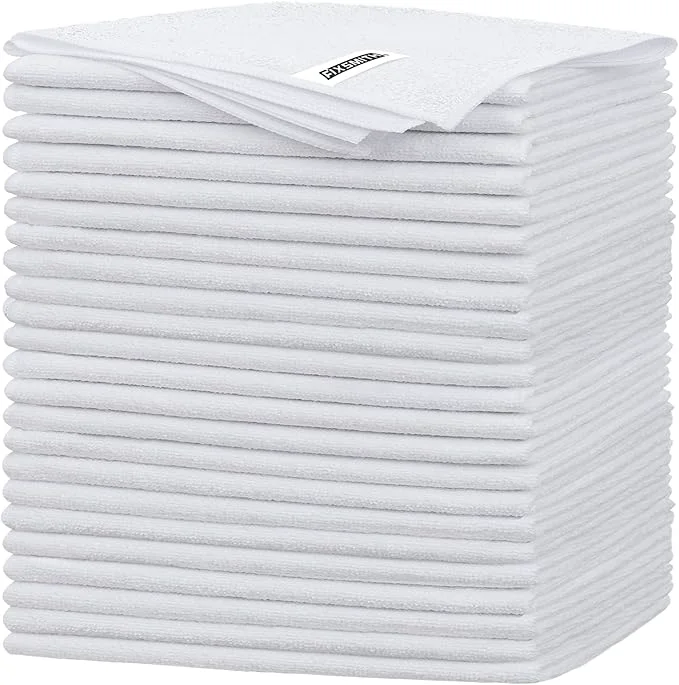 Trendy FIXSMITH White Microfiber Cleaning Cloth -Pack of 24 Highly Absorbent Cleaning Rags 16 X12 All Purpose Cleaning Towels for Housekeeping Kitchen Car Lint and Reusable Microfiber TowelsAbout ThisOverview Environmentally Friendly