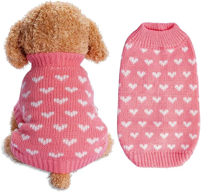 Crafted Dxhycc Dog Knitted Sweater Heart Puppy Sweater Warm Soft Pet Holiday Clothes Pure