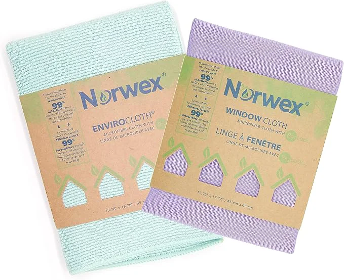 Pure Norwex Basic Package – Microfiber – Glass Window Cleaning Cloth and Household Enviro Dusting Cloth Colors May Vary Advanced