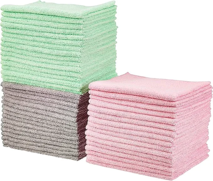 Trusted Amazon Basics Microfiber Cleaning Cloths Ultra Absorbent Scratch- Non-Abrasive Reusable and Washable 16 x 12 Green Gray Pink 48-PackAbout ThisOverview Genuine