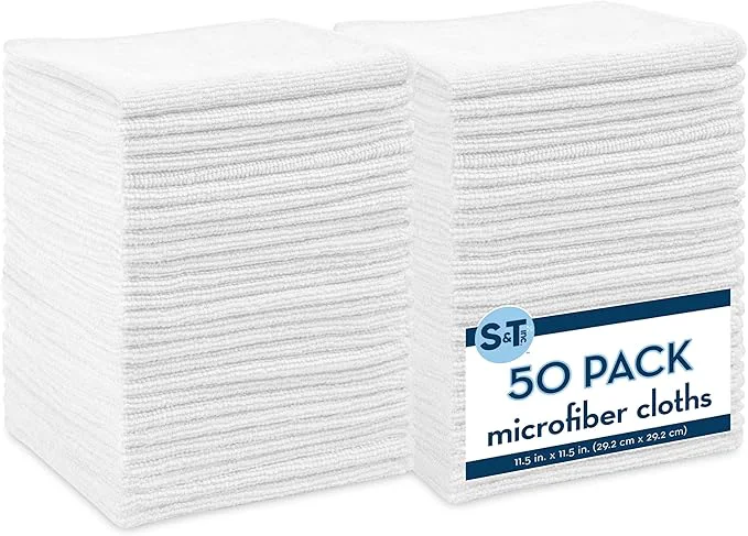 First-Class S T INC. 50 Pack Microfiber Cleaning Cloth Bulk Towels for Home Reusable Microfiber Towels for Cars Cleaning Rags White 11.5 Inches x 11.5 Inches 50 CountAbout ThisOverview Long-Lasting