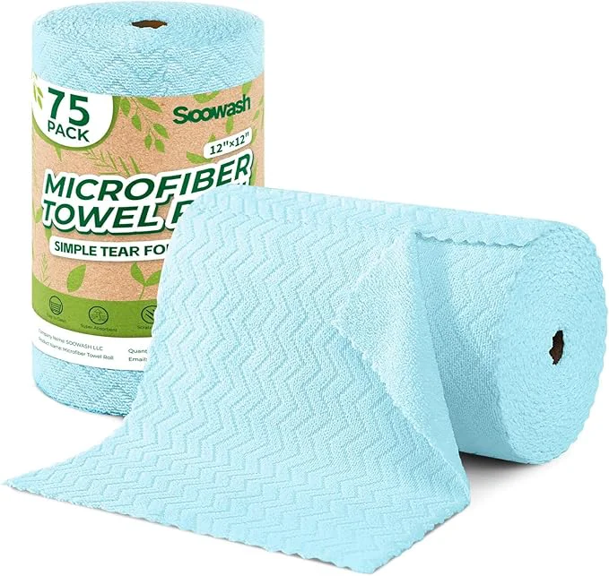 Optimized Microfiber Cleaning Cloths Roll 75 Pack Tear Away Microfiber Towels Roll 12 x 12 Lint Rags Reusable Cleaning Cloths Washable Scratch Ultra Absorbent Dish Rags Blue Ripple About ThisOverview Soft