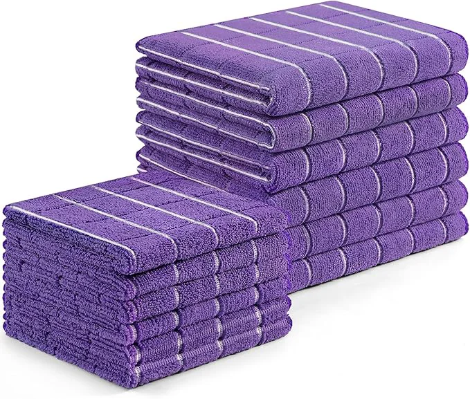 Pure Homaxy Microfiber Kitchen Towels and Dishcloths Set 12 Pack Soft and Absorbent Dish Hand Towels Bulk 28 x 16 Inch 12 x 12 Inch Quick Drying Rags for Washing Dishes PurpleAbout ThisOverview Optimized
