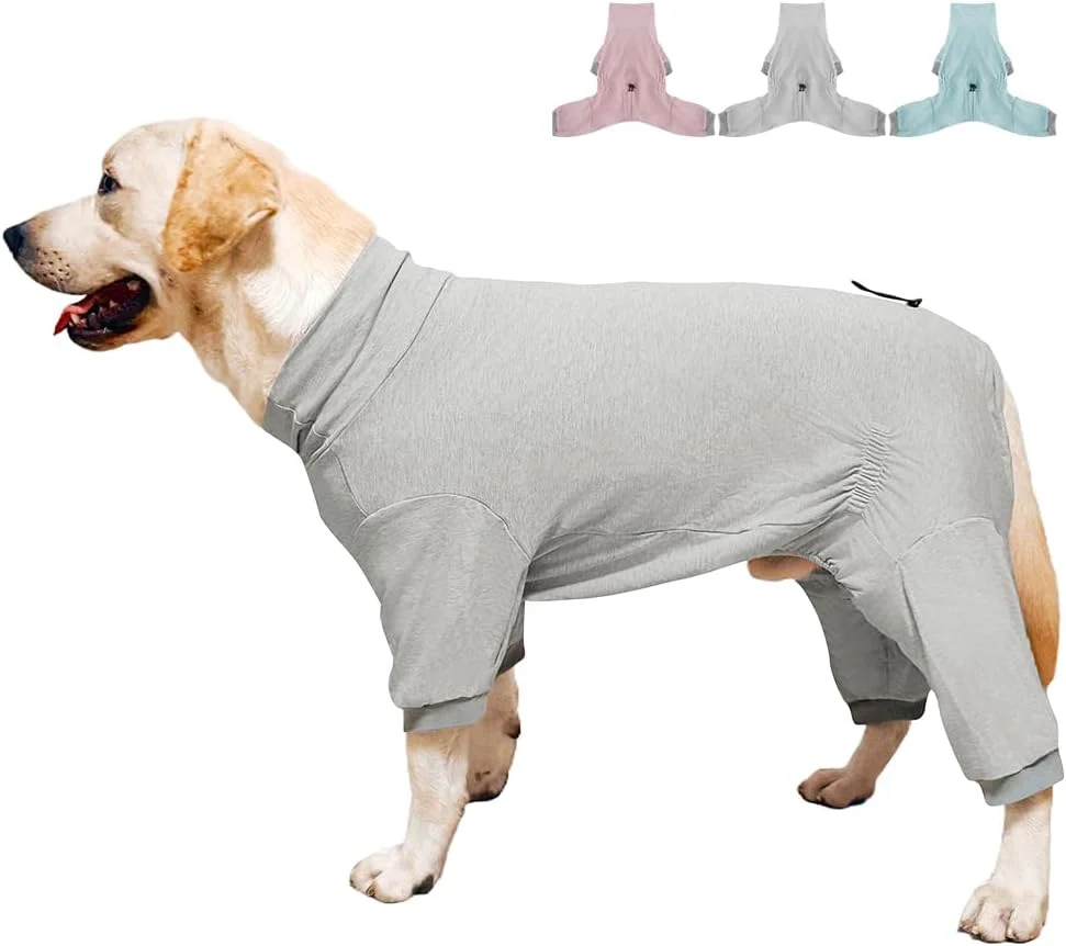 Traditional Dog Pyjamas PJS Sweater Clothes and Home Clothing Suitable for Small to Medium Breeds of Dogs Dog Neutering Suits Extra-Large Stretch Fabric Four-Legged Clothes Thin Gray XL Reusable