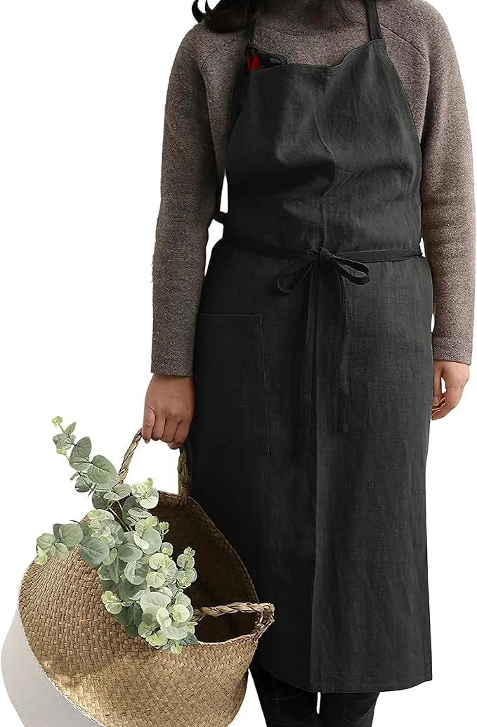 Artisan HANEE Kitchen Apron for Women Men 9 Colors Linen Cooking Aprons with pocket Official