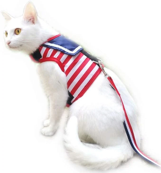 High-End Cat Harness and Leash for Walking Escape Proof Adjustable Cat Vest Harness Pure