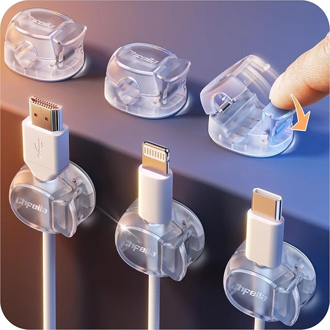 Artisan Cable Clips Chfeila 6Pack Dual Spring Cord Organizer with Clasp Lock Max Stability Desk Cable Management Adhesive Phone Charging Wire Holder for Nightstand Car Wall Office Accessories DecorAbout ThisOverview Relaxed