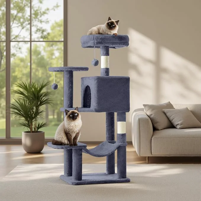 Long-Lasting Sweetcrispy 44 Inch Cat Tree Tower Cat Climbing Tower World-Class