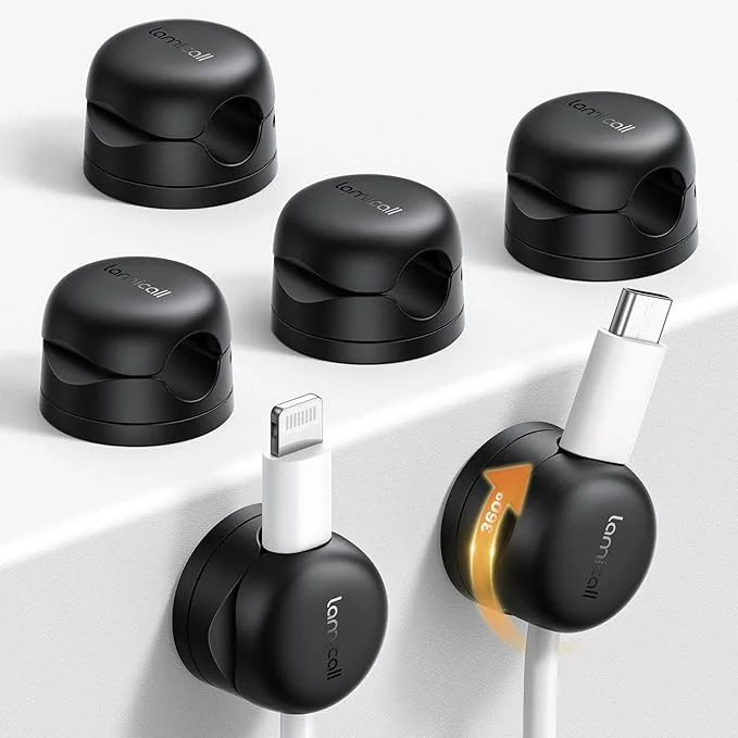 Effective 6Pack Rotatable Cord Organizer Spring Cable Clips – Lamicall 1s Lock Cord Holder Desk Phone Charger Cable Management Adhesive Wire Organizer Keeper for Nightstand Home Office AccessoriesAbout ThisOverview Advanced