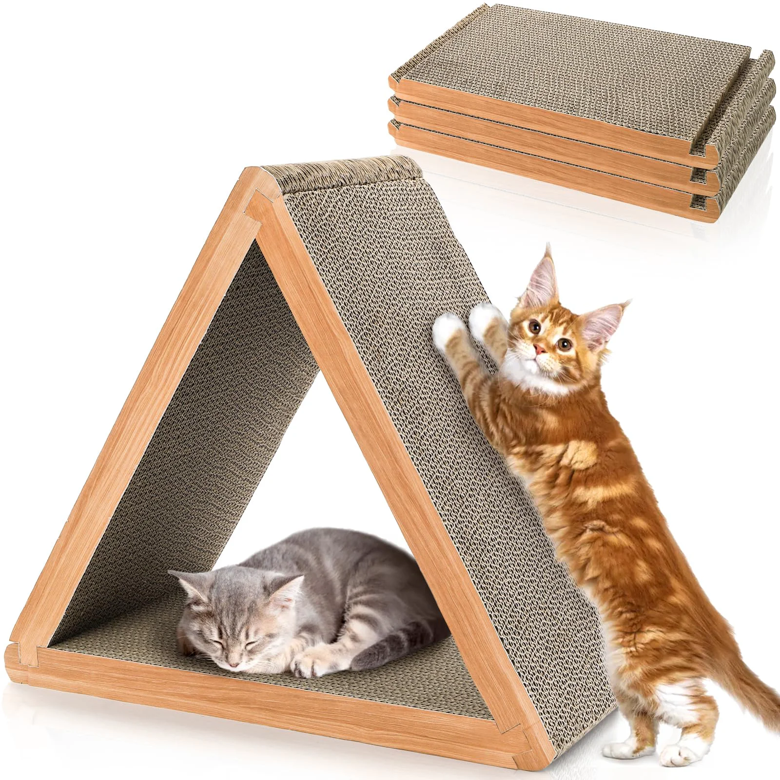 Versatile Nicunom 3-Sided Vertical Cat Scratcher – Foldable Triangle Board 6 Sides Responsible