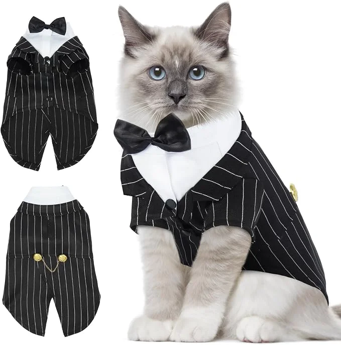 Functional DENTRUN Cat Tuxedo Outfit Sphynx Cat Costume Formal Suit Easy-to-Use