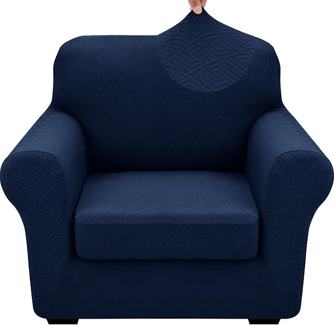 Durable XINEAGE 2025 New 2 Pieces Chair Covers with Arms Super Stretch Chair Slipcover for Living Room Pet Dog Universal Slip Cover Anti Slip Armchair Furniture Protector Navy Blue 31 -46 1 Cushion About ThisOverview Convenient