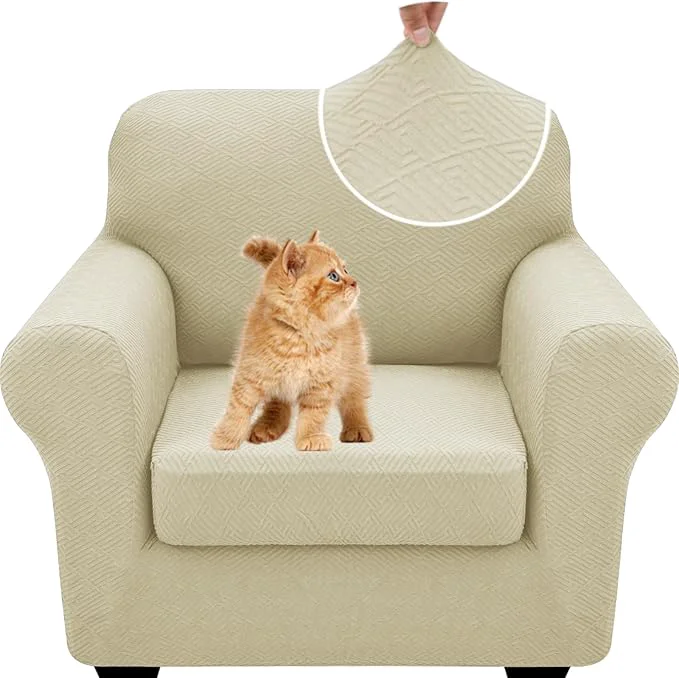 Smart XINEAGE New 2 Pieces Chair Covers with Arms Super Stretch Chair Slipcover for Living Room Pet Dog Universal Slip Cover Anti Slip Armchair Furniture Protector Light Beige 31 -46 1 Cushion About ThisOverview Fashionable