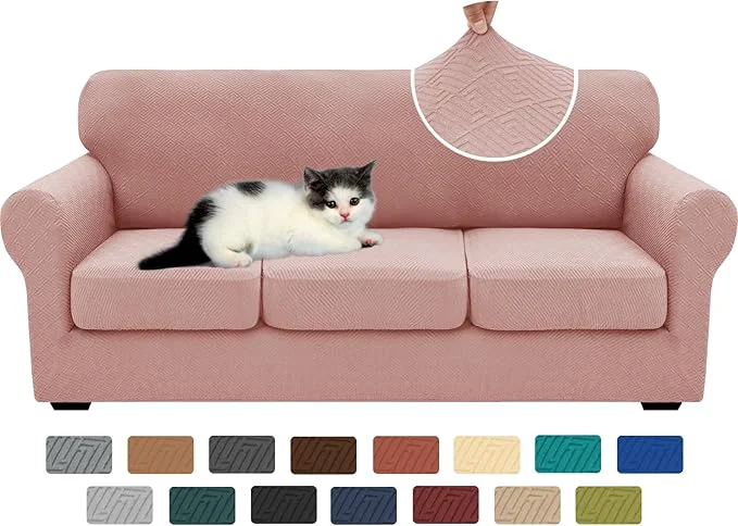 Secure XINEAGE New 4 Pieces Couch Covers for 3 Cushion Couch Super Stretch Thick Soft Sofa Cover Anti Slip Sofa Slipcover Dogs Cats Furniture Protector Dusty Pink 71 -91 About ThisOverview Sustainable