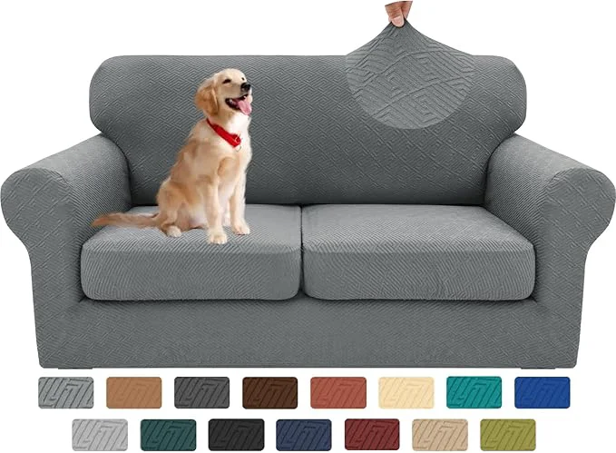Smooth XINEAGE 2025 New 3 Pieces Couch Covers for 2 Cushion Sofa Super Stretch Loveseat Slipcover Pet Dog Universal Slip Cover Anti Slip Love Seat Furniture Protector Light Gray 55 -69 About ThisOverview Expertly Made