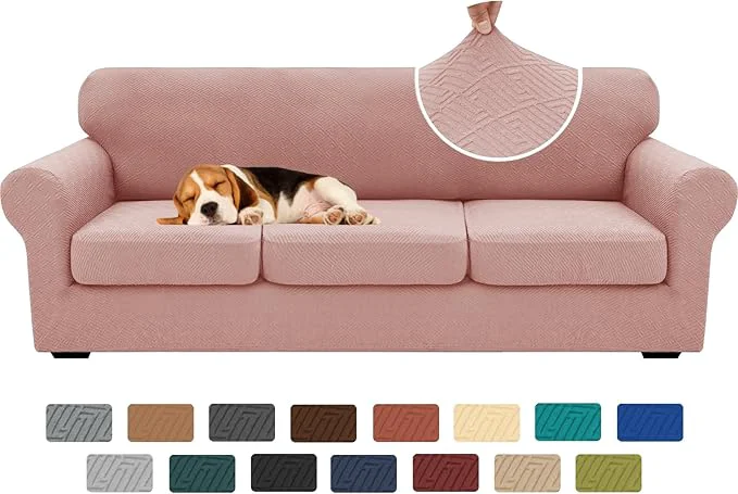 Refined XINEAGE New 4 Pieces Extra Large Couch Covers for 3 Cushion Sofa Super Stretch Sofa Cover for 3 Large Seat Cushion Universal Slip Cover for Living Room Dusty Pink 91 -110 3 Cushions About ThisOverview Sustainable