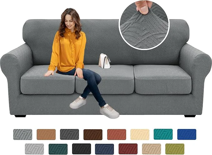 Durable XINEAGE 2025 New 4 Pieces Couch Covers for 3 Cushion Couch Super Stretch Thick Soft Sofa Cover Anti Slip Sofa Slipcover Dogs Cats Furniture Protector Light Gray 71 -91 About ThisOverview Genuine