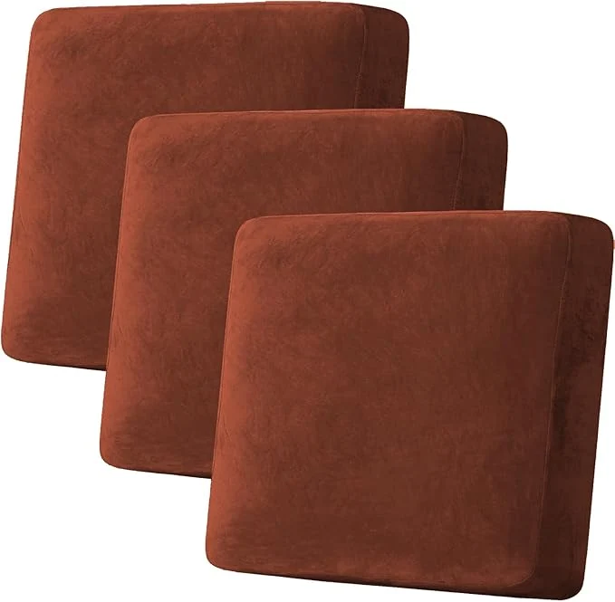 Trendy H.VERSAILTEX Velvet Stretch Couch Cushion Cover Plush Cushion Slipcover for Chair Loveseat Sofa Cushion Furniture Protector Seat Cushion Sofa Cover 3 Piece XL Sofa Cushion Covers Rust About ThisOverview Green