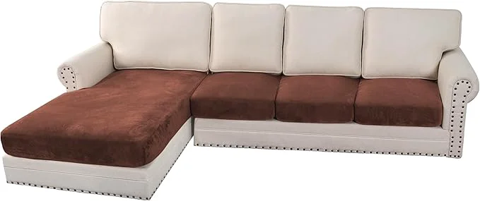 Trusted H.VERSAILTEX Velvet Stretch Sectional Couch Covers 4 Pieces Sofa Seat Cushion Covers L Shape Separate Couch Cover for Both Left Right Sectional Couch Large Sofa 3 Seater 1 Chaise Burnt Brick About ThisOverview Reliable