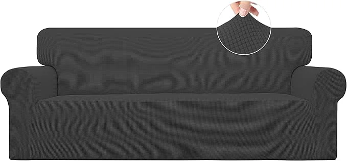 Contemporary Easy-Going Stretch Oversized Sofa Slipcover 1-Piece Sofa Cover Furniture Protector Couch Soft with Elastic Bottom for Kids Polyester Spandex Jacquard Fabric Small Checks Dark GrayAbout ThisOverview Exclusive