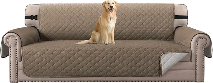 Advanced H.VERSAILTEX Reversible Sofa Cover for 3 Cushion Couch Water Resistant Couch Cover for Dogs Non Slip Furniture Protector Cover with Elastic Strap for Pet Cat Oversized Sofa Taupe Brown Beige About ThisOverview Solid