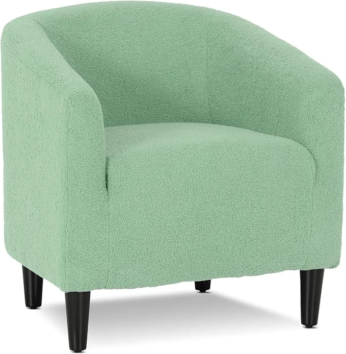 Environmentally Friendly Athena Collection Modern Barrel Accent Chair Furry Cozy Reading Arm Chair for Adults Soft Comfy Upholstered Sofa Armchair for Corner Living Room Bedroom Reception Room GreenAbout ThisOverview Versatile