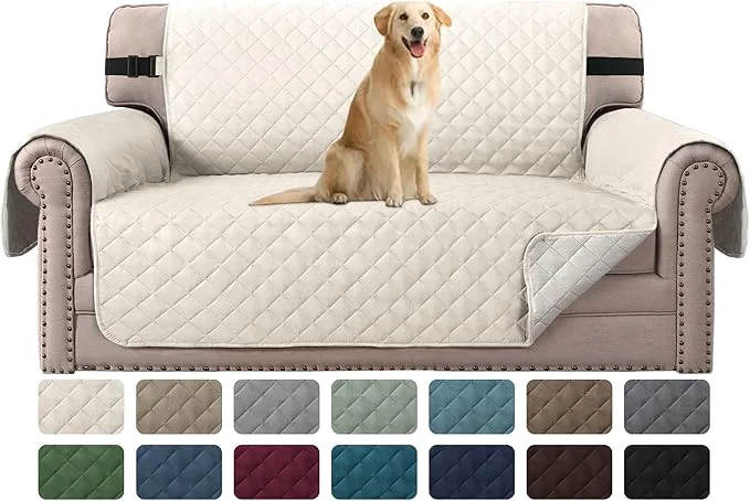 Fast H.VERSAILTEX Sofa Protector for Dogs Cats Pets Sofa Covers Slipcover Quilted Couch Coveres Loveseat Covers with Non Slip Elastic Strap Water Resistant Seat Width 46 Loveseat Ivory Beige About ThisOverview Quality