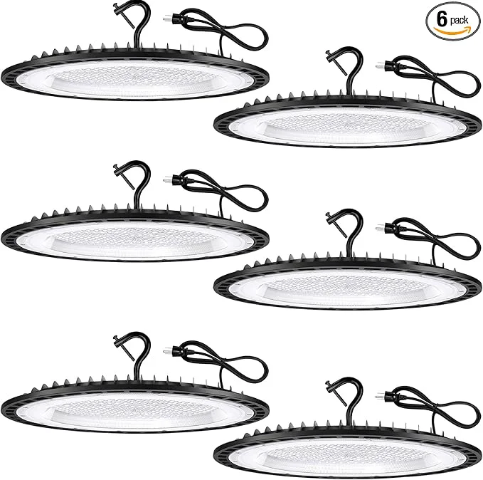 Convenient 6 Pack 400W UFO Led High Bay Light Fixture 120v 5000K Daylight Commercial Shop Bay Lighting 61000LM 1750W MH HPS Equiv. US Plug Area Lighting for Warehouse Barn Gym Factory WorkshopAbout ThisOverview Carefully Designed