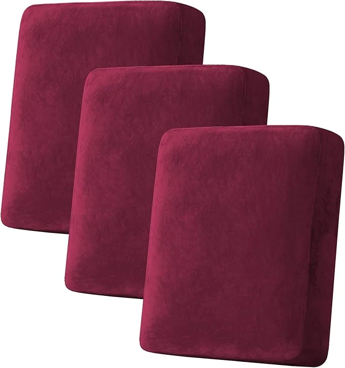 Eco-Friendly H.VERSAILTEX Velvet Stretch Couch Cushion Cover Plush Cushion Slipcover for Chair Loveseat Sofa Cushion Furniture Protector Seat Cushion Sofa Cover 3 Piece Sofa Cushion Covers Burgundy About ThisOverview Quality
