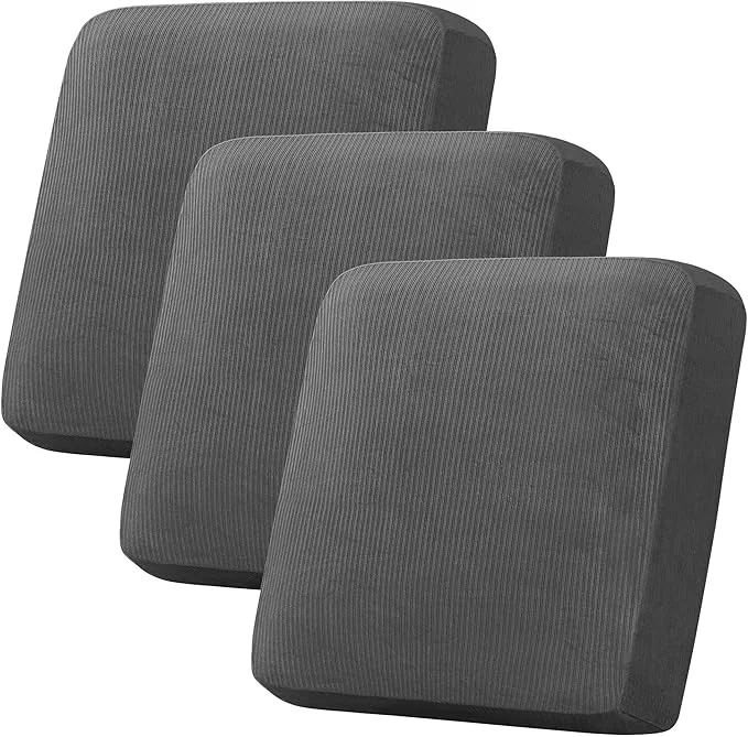 Sustainable H.VERSAILTEX Velvet Stretch Couch Cushion Cover Plush Cushion Slipcover for Chair Loveseat Sofa Cushion Furniture Protector Seat Cushion Sofa Cover 3 Piece XL Sofa Cushion Covers Grey Striped About ThisOverview Fine Crafted
