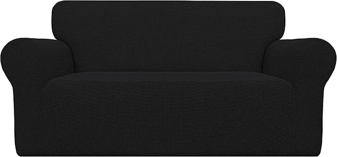 Trusted Easy-Going Stretch Oversized Loveseat Slipcover 1-Piece Sofa Cover Furniture Protector Couch Soft with Elastic Bottom for Kids Polyester Spandex Jacquard Fabric Small Checks BlackAbout ThisOverview High-Quality