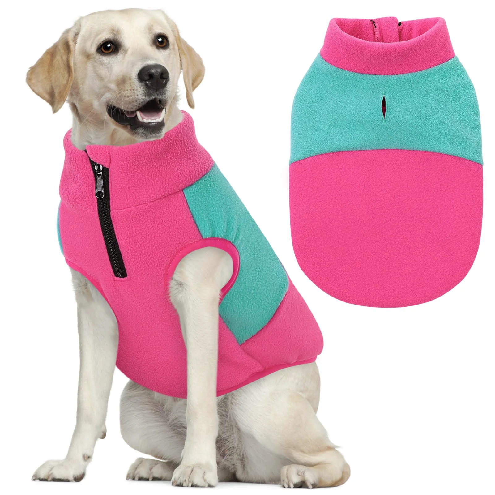 Carefully Designed Queenmore Dog Fleece Sweater – Winter Coat for All Sizes XS-4XL Fuchsia Mint Natural