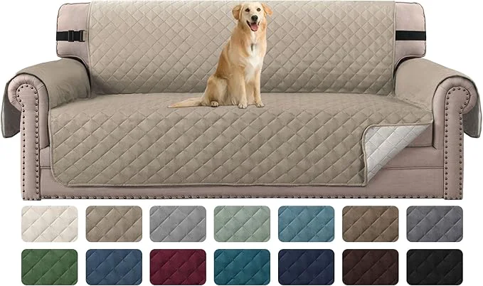 Dependable H.VERSAILTEX Reversible Sofa Cover Couch Cover for 3 Cushion Couch Water Resistant Furniture Protector for Pets Durable Sofa Slipcover with Non Slip Elastic Strap Sofa Khaki Beige About ThisOverview Powerful