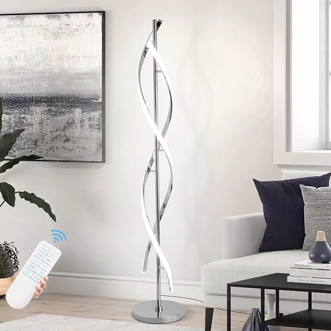 Elite LED Modern Floor Lamp for Living Room 40W 3 Colors Stepless Dimmable and Color-Changing Bright Floor Standing Lamp 60 Unique Spiral Floor Tall Lamp for Bedroom Office with Remote ChromeAbout ThisOverview Flexible