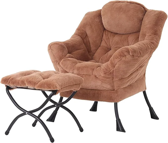 Innovative Welnow Lazy Chair with Ottoman Modern Lounge Accent Chair with Armrests and a Side Pocket Leisure Sofa Armchair Reading Armchair with Footrest for Small Space Plush BrownAbout ThisOverview High-Quality